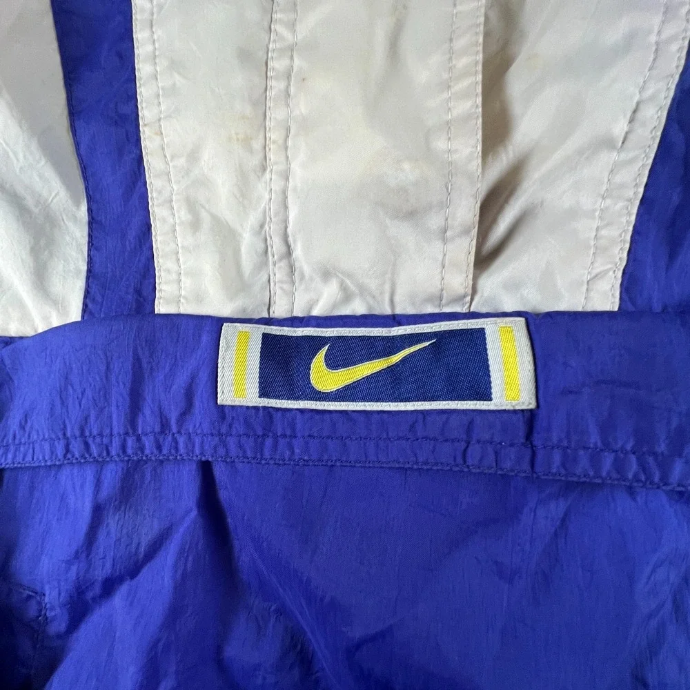 Vintage Nike Anorak‎ Jacket Mens Small Blue White Swoosh Logo Windbreaker Hooded
